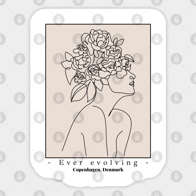 Ever evolving flower head face trendy line art design Sticker by ByPhillip